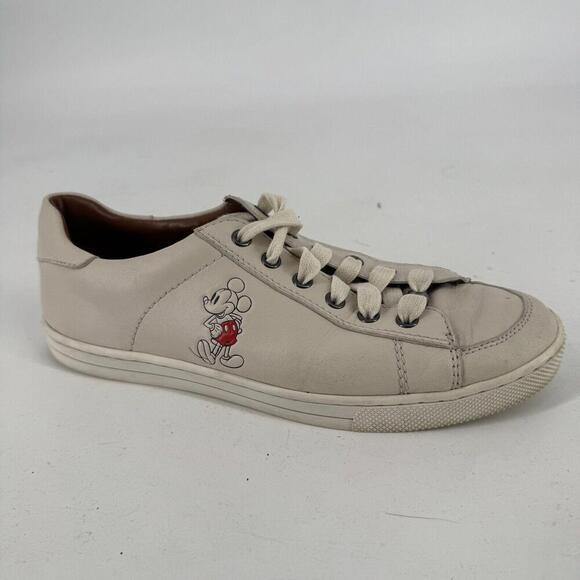 Coach Disney shoes womens 9 cream leather porter mickey mouse snakers low top - Picture 1 of 8